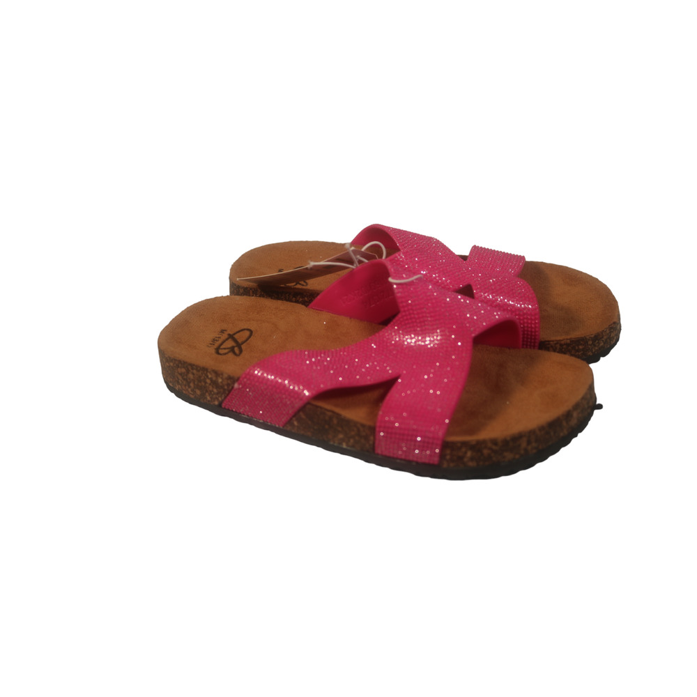 Bobbie Brooks Must Haves Girls S (11/12) Sandals Slides Fushsia Glitter New
